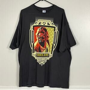Vintage The Big Lebowski Abide Crest Movie Graphic T Shirt Mens XL Black